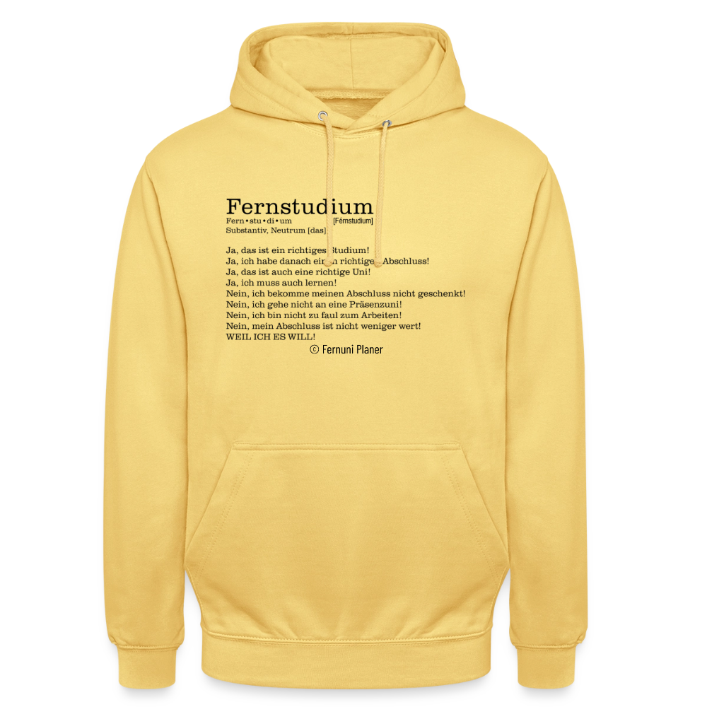 Unisex Hoodie Fernstudium - Zitronengelb