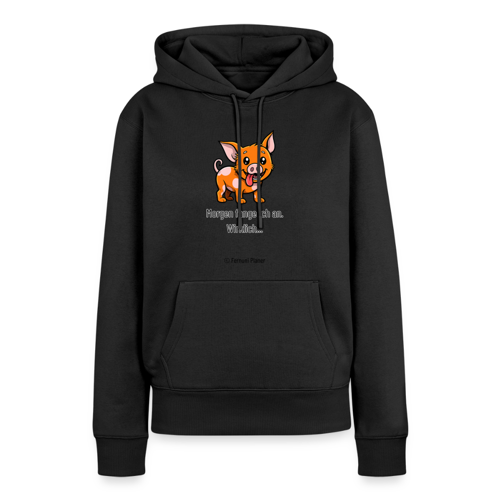 Frauen Premium Hoodie Schweinehund Morgen - Schwarz