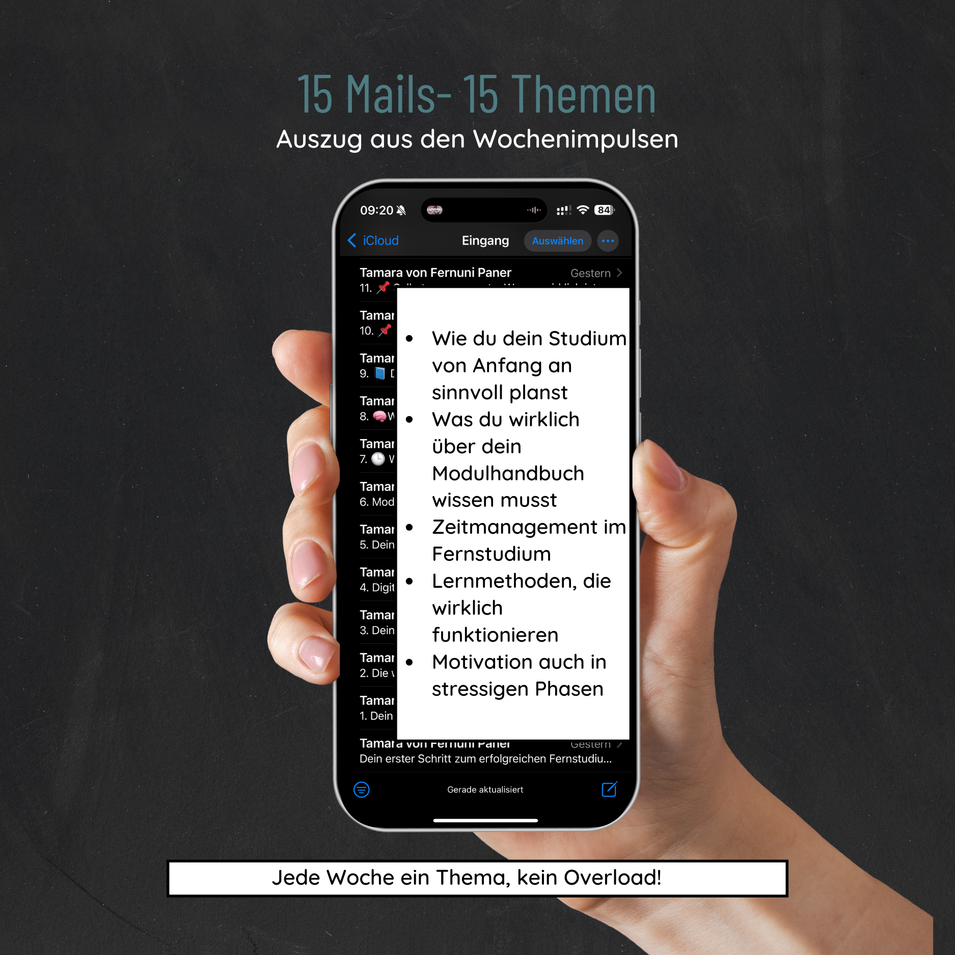 Wochenimpulse 15 Themen Fernstudium
