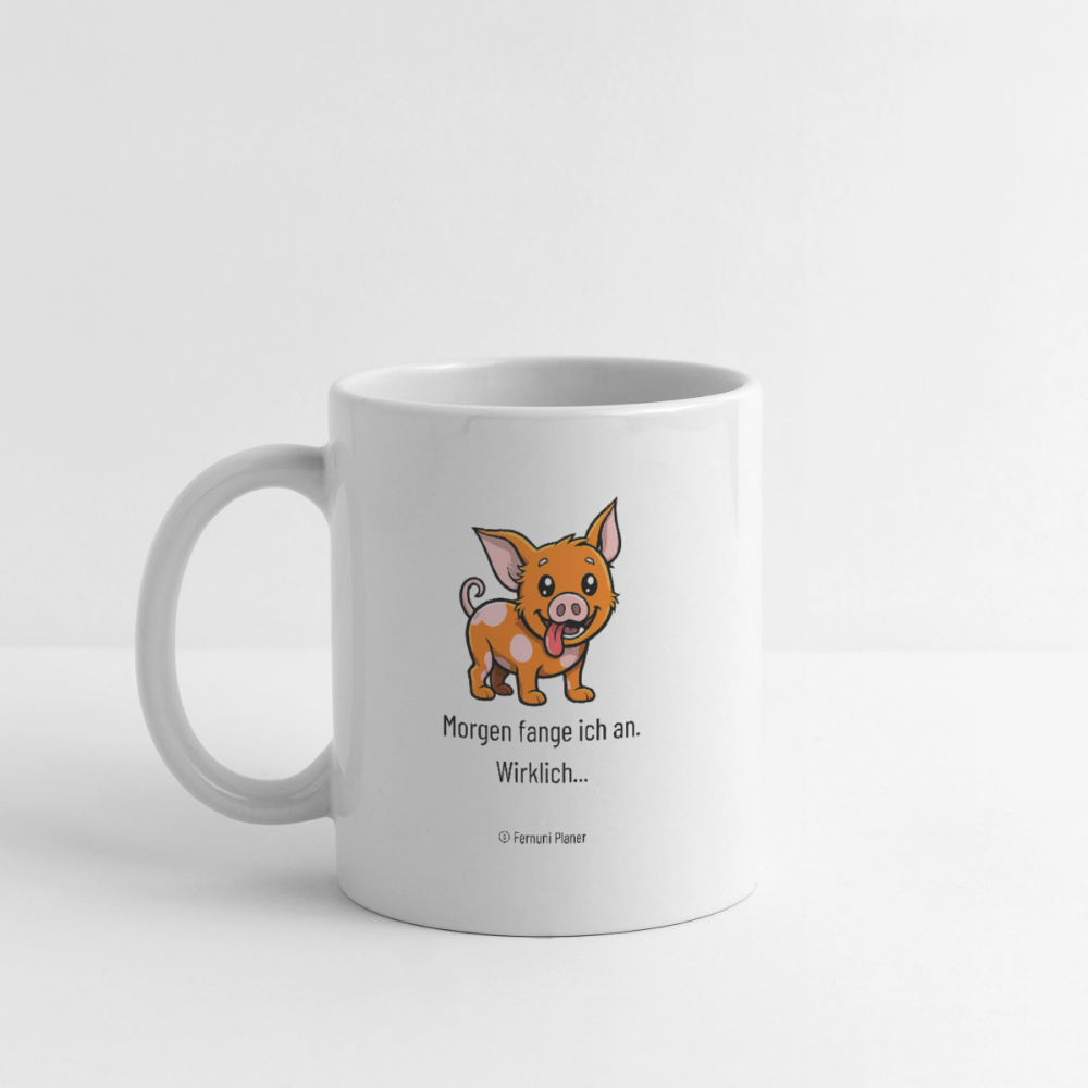 Tasse Schweinehund Morgen - Weiß