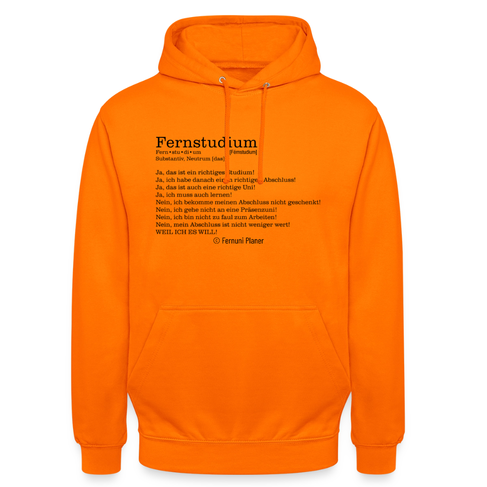 Unisex Hoodie Fernstudium - Orange