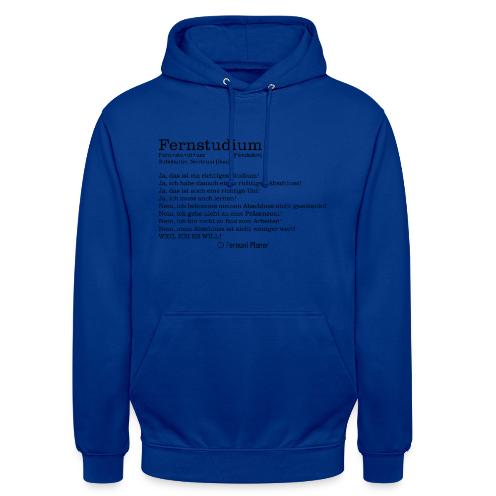 Unisex Hoodie Fernstudium - Royalblau