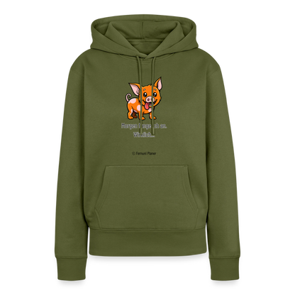 Frauen Premium Hoodie Schweinehund Morgen - Khaki