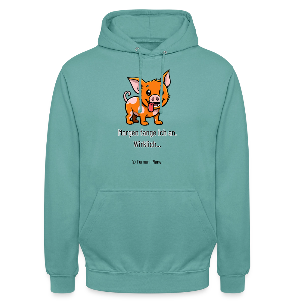 Unisex Hoodie Schweinehund Morgen - Pastelltürkis