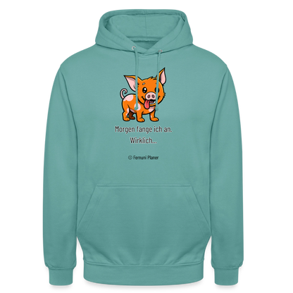Unisex Hoodie Schweinehund Morgen - Pastelltürkis