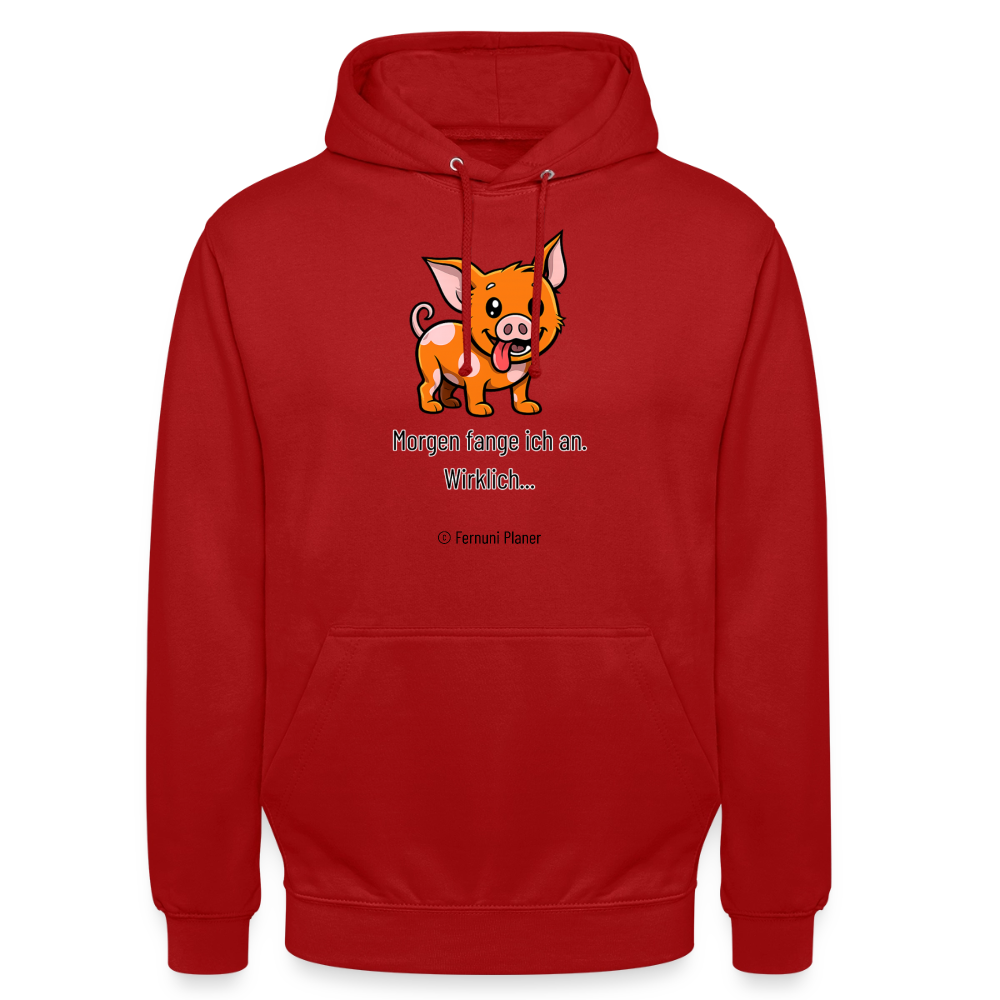 Unisex Hoodie Schweinehund Morgen - Rot