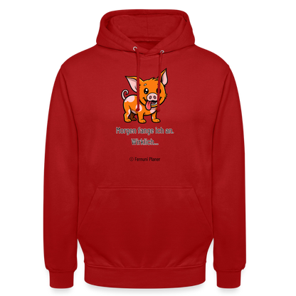 Unisex Hoodie Schweinehund Morgen - Rot