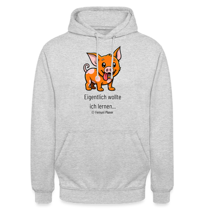 Unisex Hoodie Schweinehund Eigentlich - Hellgrau meliert