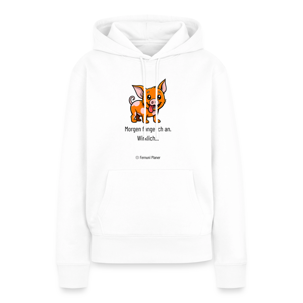 Frauen Premium Hoodie Schweinehund Morgen - Weiß