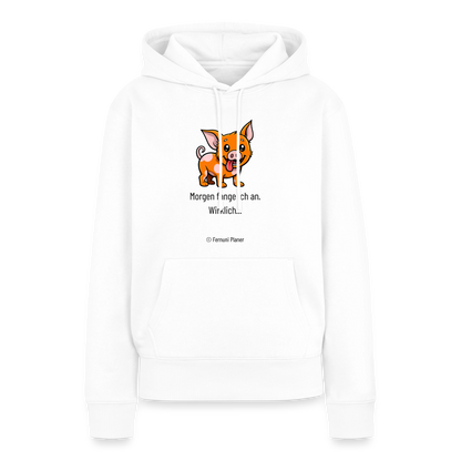 Frauen Premium Hoodie Schweinehund Morgen - Weiß