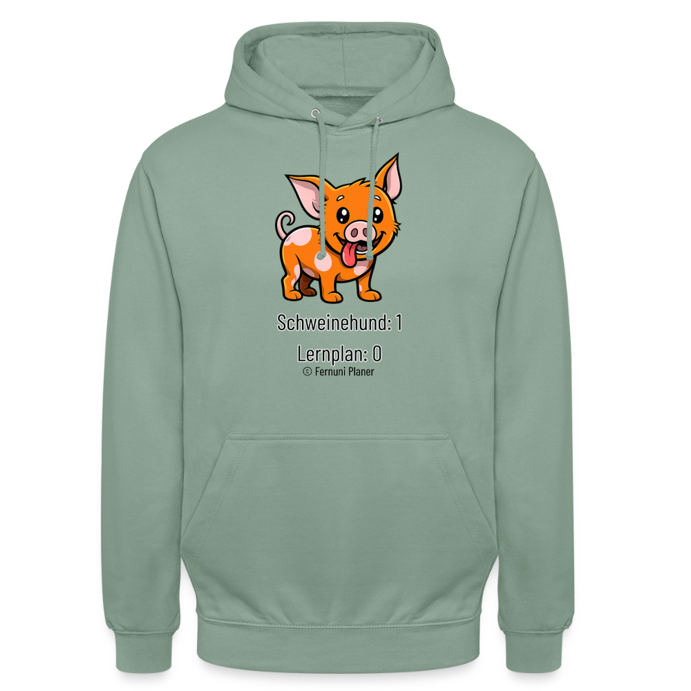 Unisex Hoodie Schweinehund:1 Lernplan:0 - Graugrün