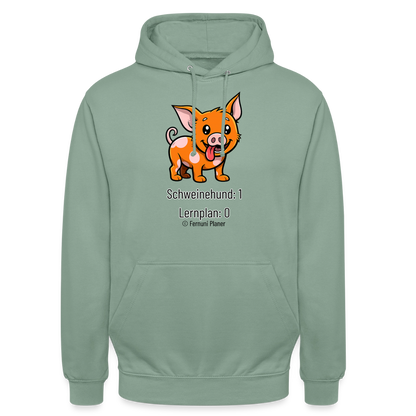 Unisex Hoodie Schweinehund:1 Lernplan:0 - Graugrün