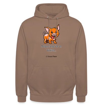 Unisex Hoodie Schweinehund Morgen - Mokka