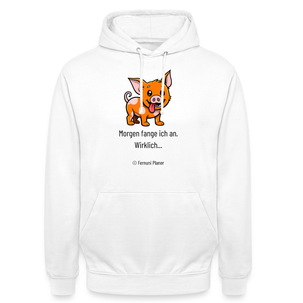 Unisex Hoodie Schweinehund Morgen - Weiß