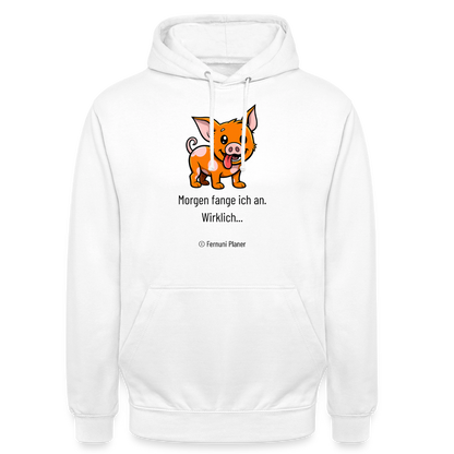 Unisex Hoodie Schweinehund Morgen - Weiß
