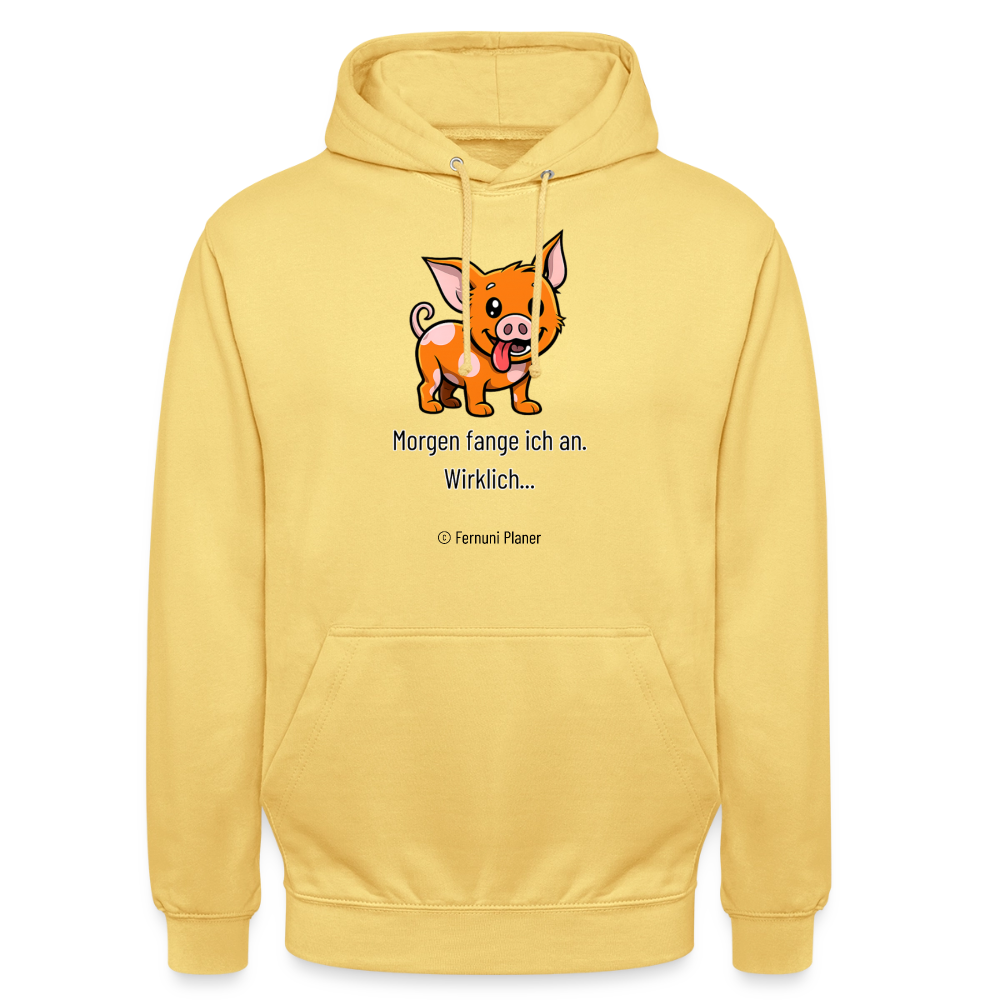 Unisex Hoodie Schweinehund Morgen - Zitronengelb