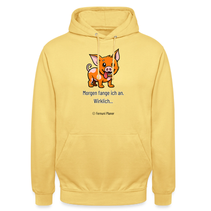 Unisex Hoodie Schweinehund Morgen - Zitronengelb