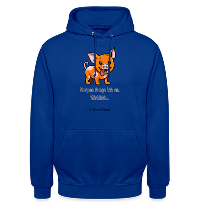 Unisex Hoodie Schweinehund Morgen - Royalblau