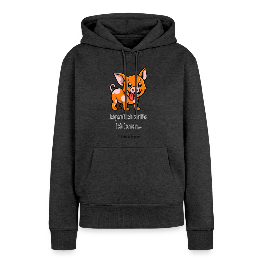 Frauen Premium Hoodie Schweinehund Eigentlich - Anthrazit meliert