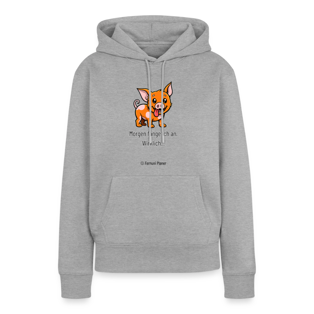 Frauen Premium Hoodie Schweinehund Morgen - Grau meliert