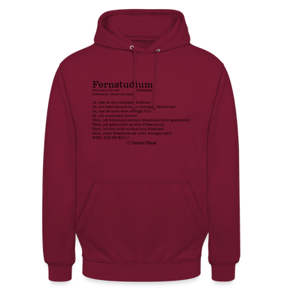 Unisex Hoodie Fernstudium - Bordeaux