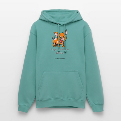 Unisex Hoodie Schweinehund Morgen - Pastelltürkis
