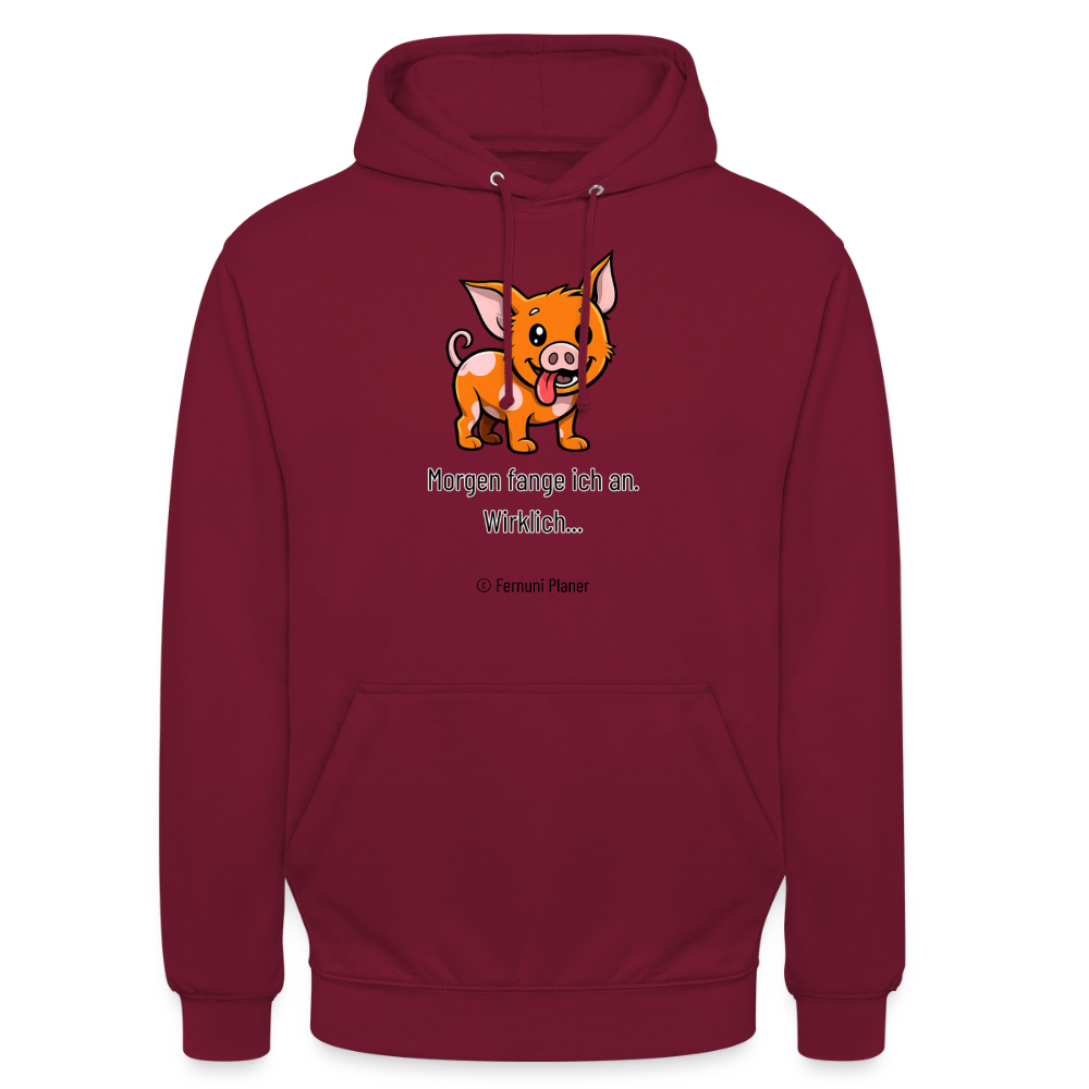Unisex Hoodie Schweinehund Morgen - Bordeaux