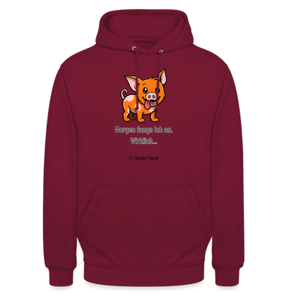 Unisex Hoodie Schweinehund Morgen - Bordeaux