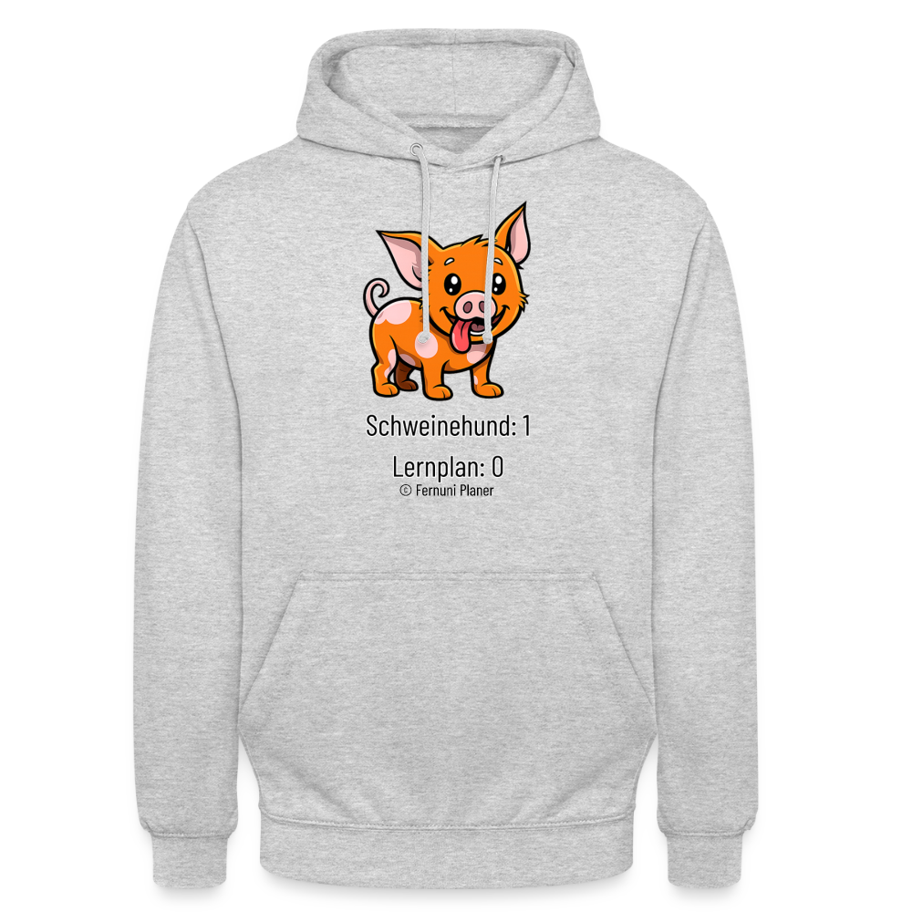 Unisex Hoodie Schweinehund:1 Lernplan:0 - Hellgrau meliert