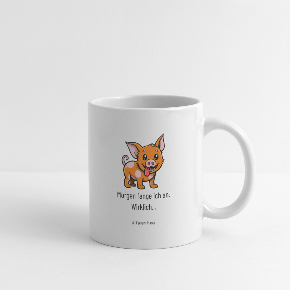 Tasse Schweinehund Morgen - Weiß