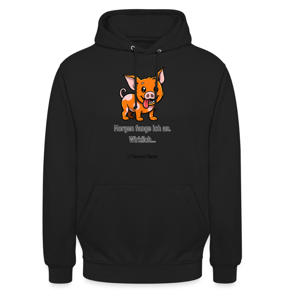 Unisex Hoodie Schweinehund Morgen - Schwarz