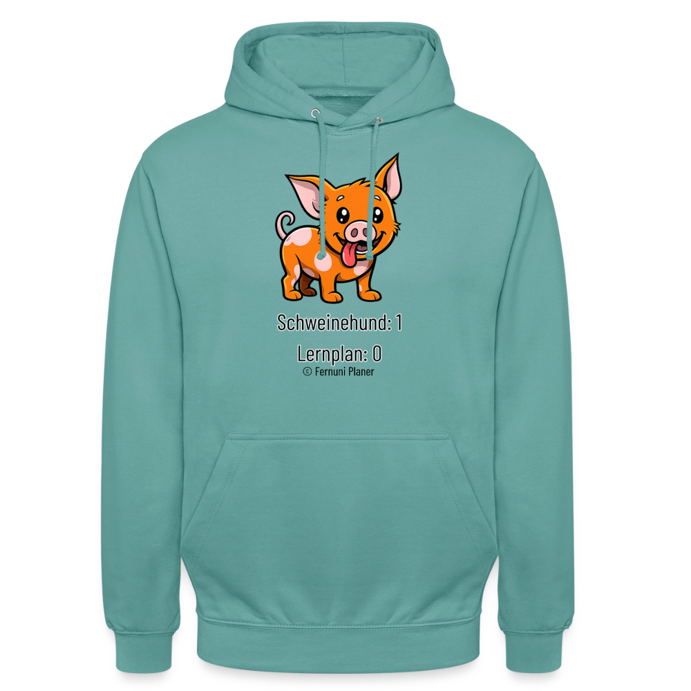 Unisex Hoodie Schweinehund:1 Lernplan:0 - Pastelltürkis