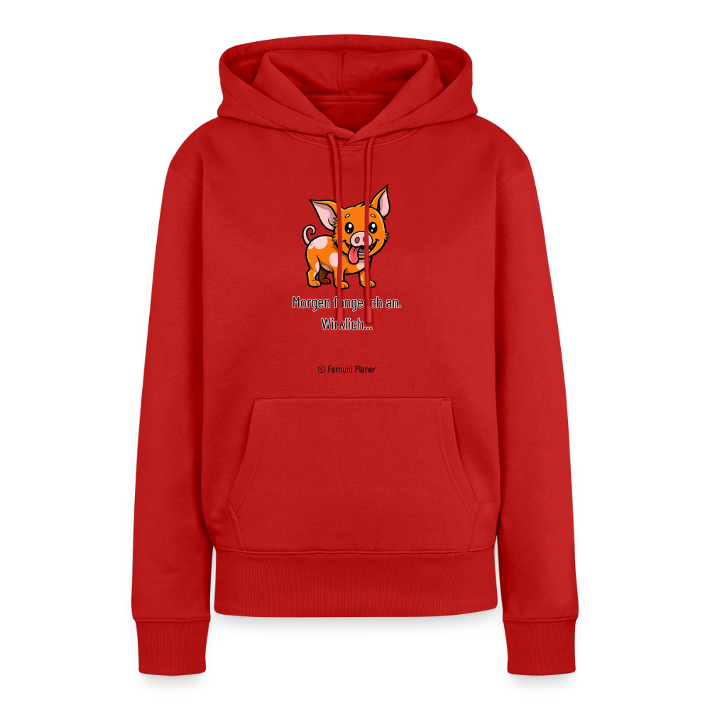 Frauen Premium Hoodie Schweinehund Morgen - Rot