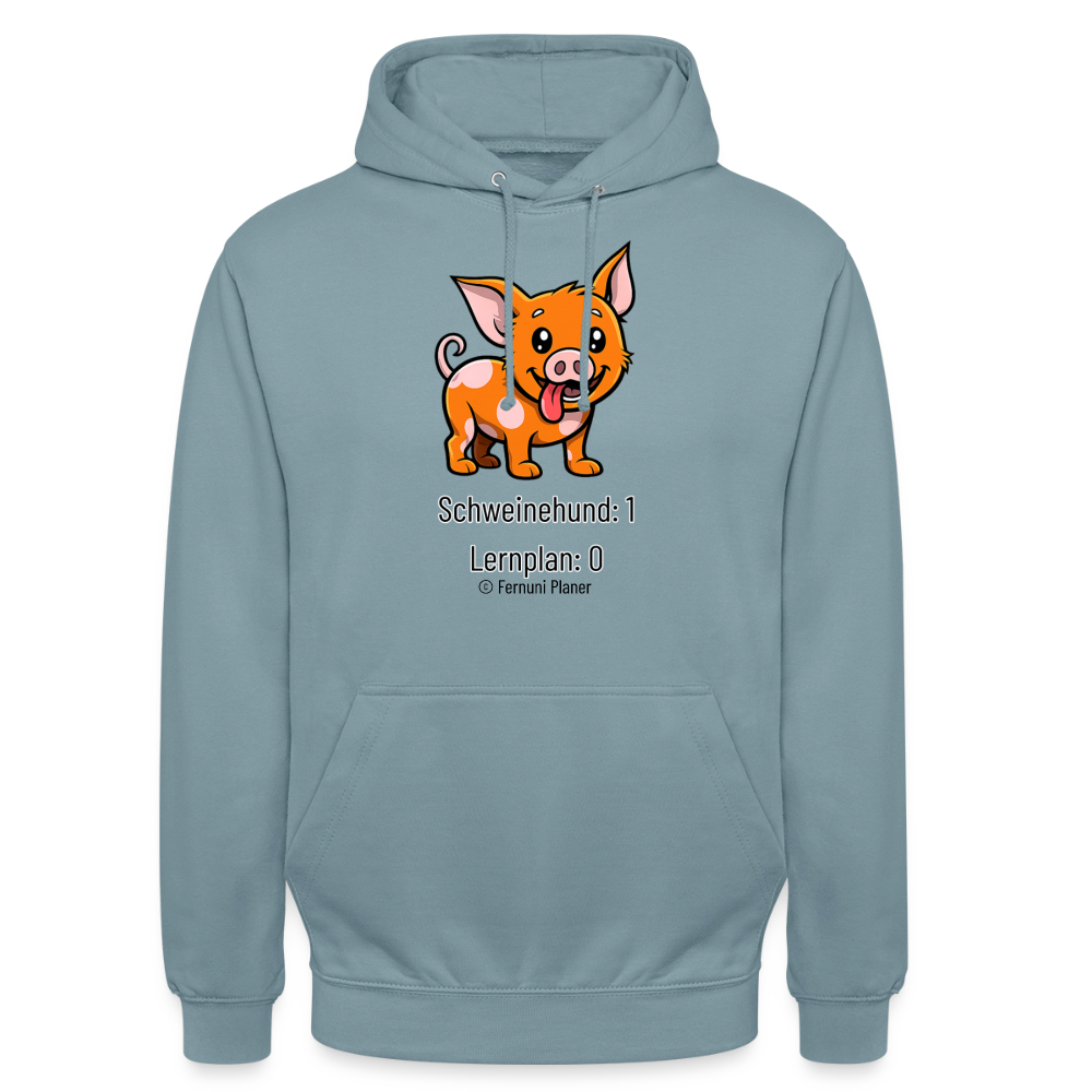 Unisex Hoodie Schweinehund:1 Lernplan:0 - Nebelblau