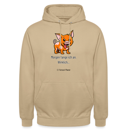 Unisex Hoodie Schweinehund Morgen - Beige