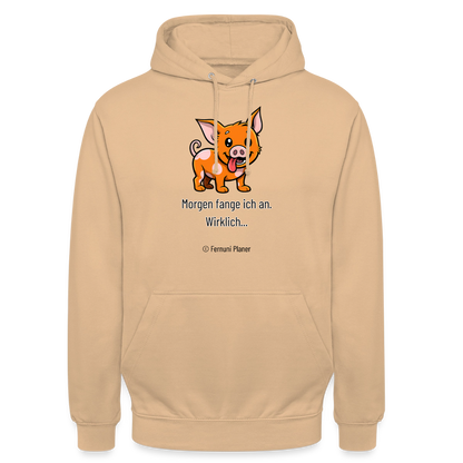 Unisex Hoodie Schweinehund Morgen - Pfirsich