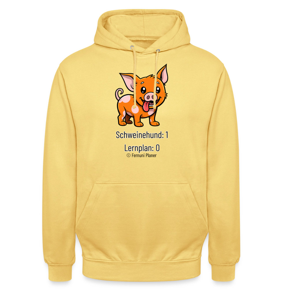 Unisex Hoodie Schweinehund:1 Lernplan:0 - Zitronengelb