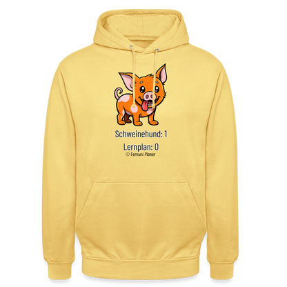 Unisex Hoodie Schweinehund:1 Lernplan:0 - Zitronengelb