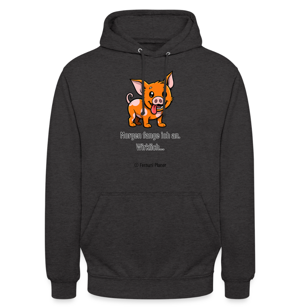 Unisex Hoodie Schweinehund Morgen - Anthrazit