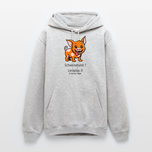 Unisex Hoodie Schweinehund:1 Lernplan:0 - Hellgrau meliert