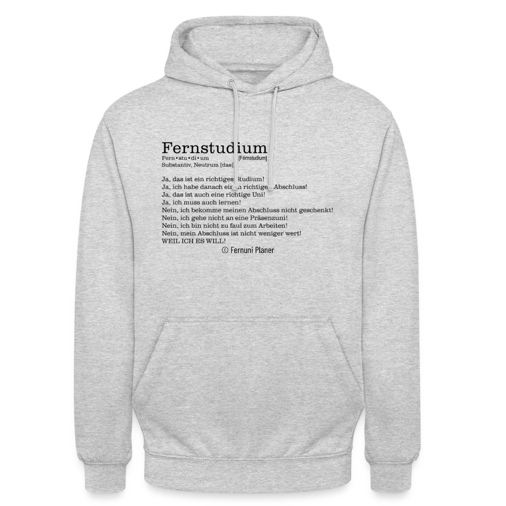 Unisex Hoodie Fernstudium - Hellgrau meliert
