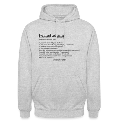 Unisex Hoodie Fernstudium - Hellgrau meliert