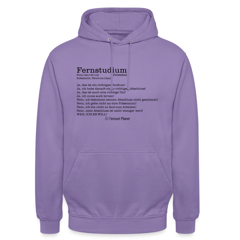 Unisex Hoodie Fernstudium - Lavendel