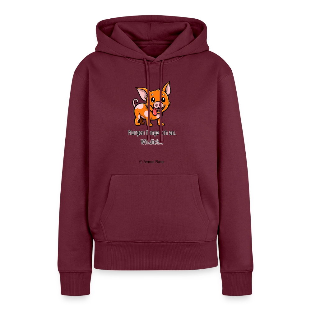 Frauen Premium Hoodie Schweinehund Morgen - Burgunderrot