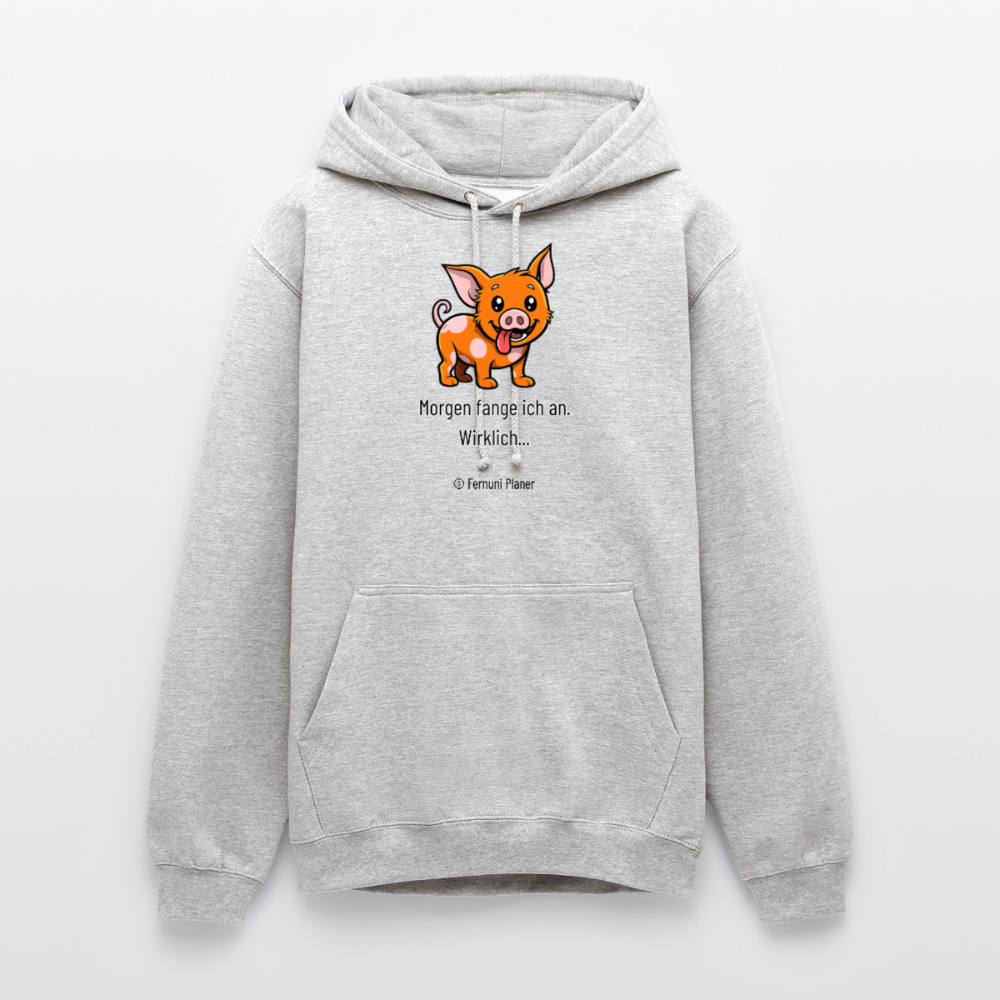 Unisex Hoodie Schweinehund Morgen - Hellgrau meliert