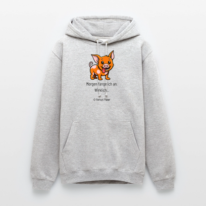 Unisex Hoodie Schweinehund Morgen - Hellgrau meliert