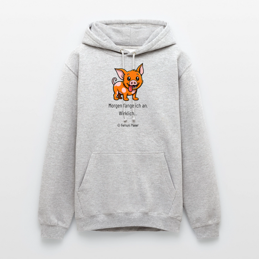 Unisex Hoodie Schweinehund Morgen - Hellgrau meliert