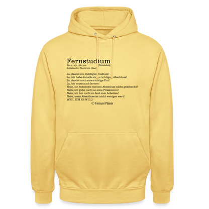 Unisex Hoodie Fernstudium - Zitronengelb