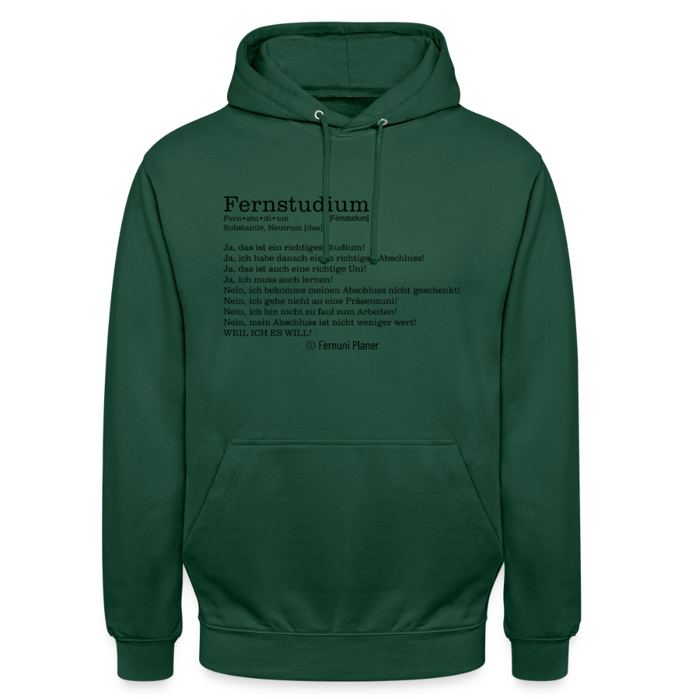 Unisex Hoodie Fernstudium - Flaschengrün