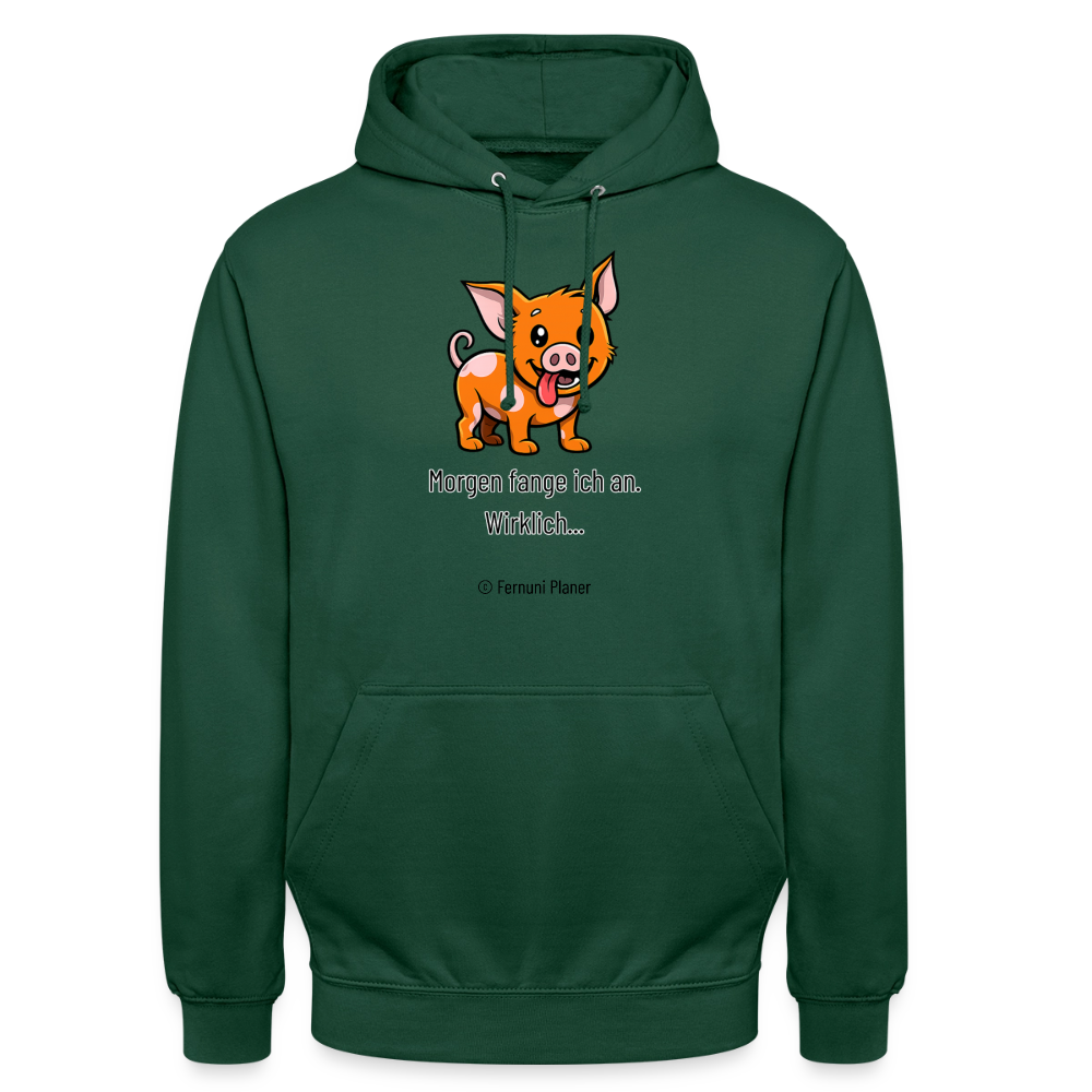 Unisex Hoodie Schweinehund Morgen - Flaschengrün